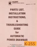Kurt Power Draw Bars, Install - Instructions and Parts Manual Year (1989)